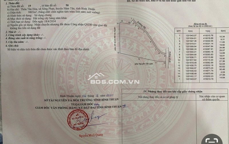 Chính chủ bán đất mặt tiền đường gần cầu nối nút giao cao tốc Dầu Dây - Phan Thiết